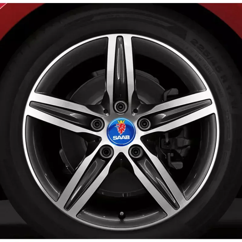 4 قطعة 56 مللي متر سيارة عجلة مركز محور قبعات شعار ملصقات ل صعب 9-3 9-5 900 9000 صعب 93 95 سيارة التصميم #2