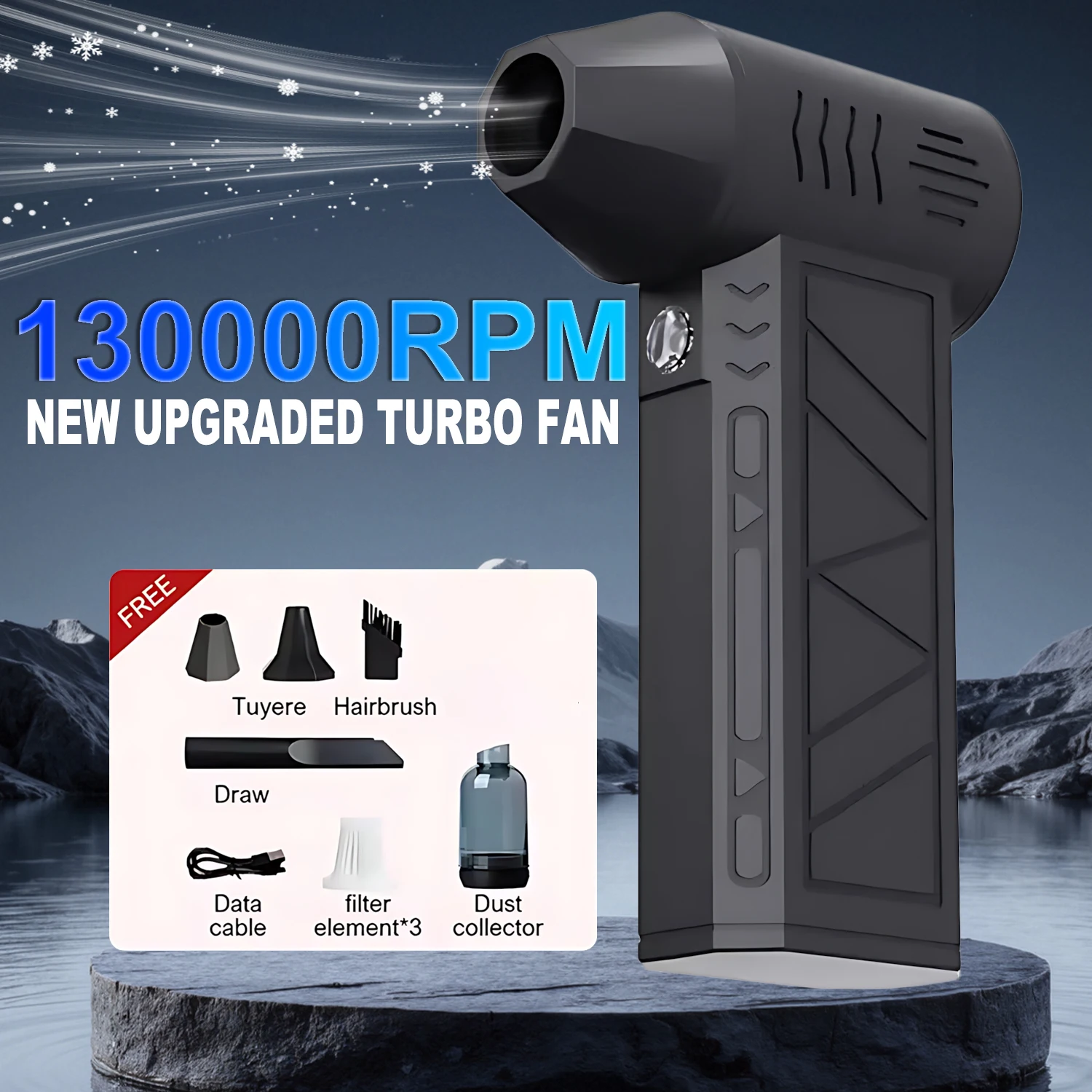 NUEVO Mini Ventilador de Aire Potente sin Escobillas de 130000 RPM, Ventilador Turbo Jet Eléctrico de Mano, Velocidad del Viento 28 m/s, Protección contra Sobrecalentamiento