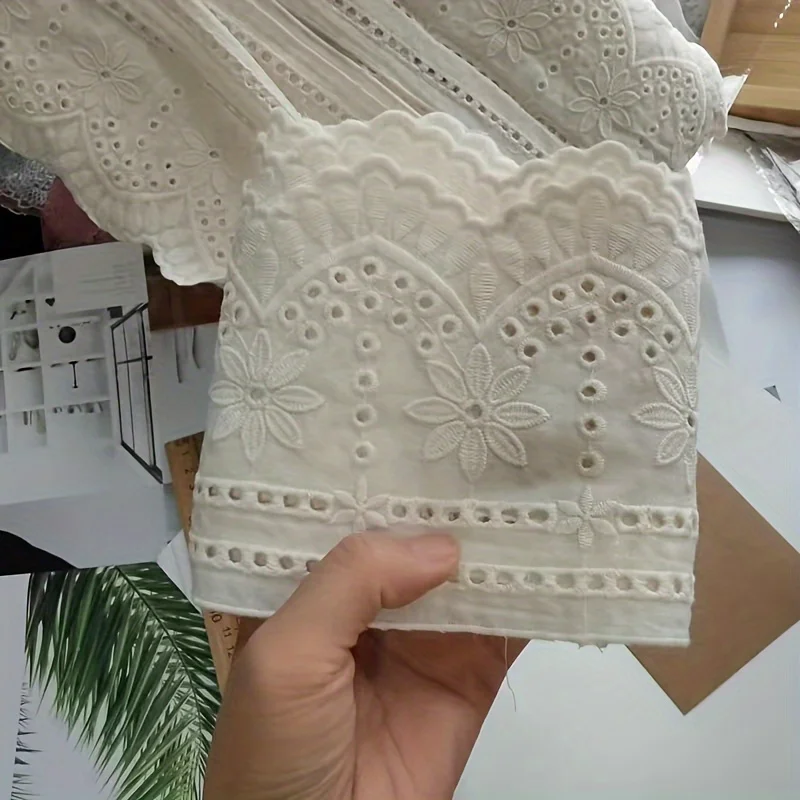 1 yard hollow cotton cloth width 12cm lace, three-dimensional embroidery lace fabric DIY clothing accessories