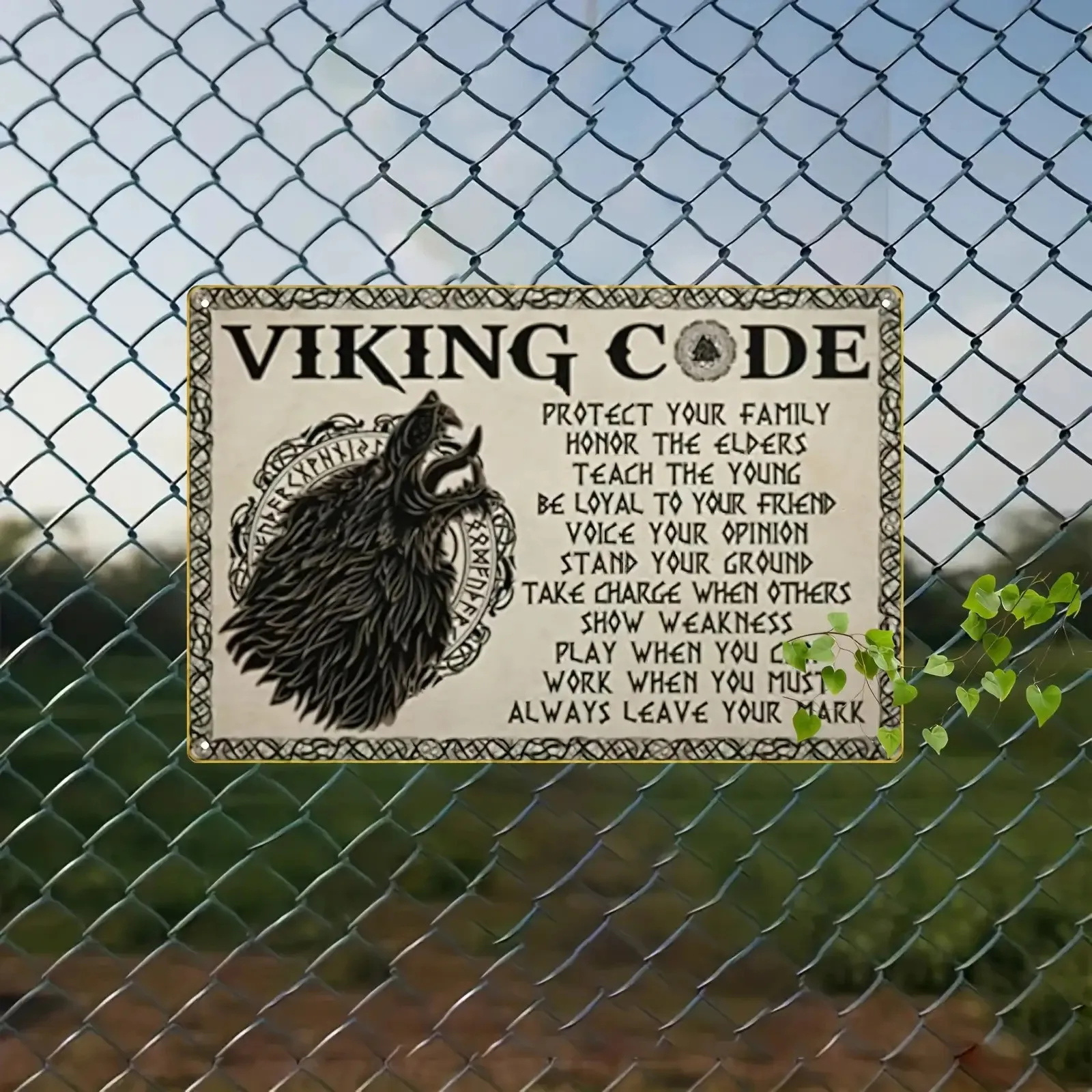 Viking Code Durable Aluminum Norse Tin Metal Signs Home Décor 8x12