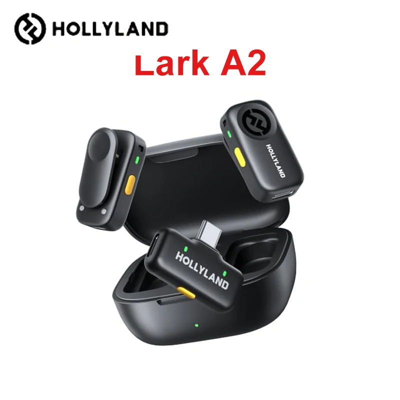 Hollyland LARK A2 Wireless Lavalier Lapel Microphone for iPhone iPad Android Type-C Phone Live Broadcast Audio Video Recording