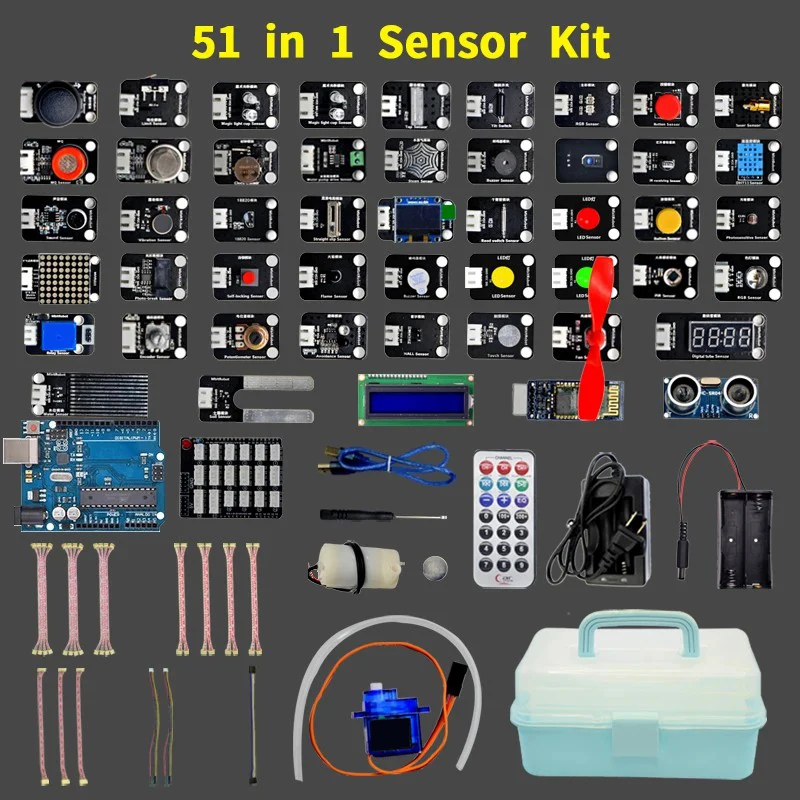 Easy Plug Ultimate 51 in1 Sensor Kit For Arduino Compatible With Mixly Block Coding Learning Kit
