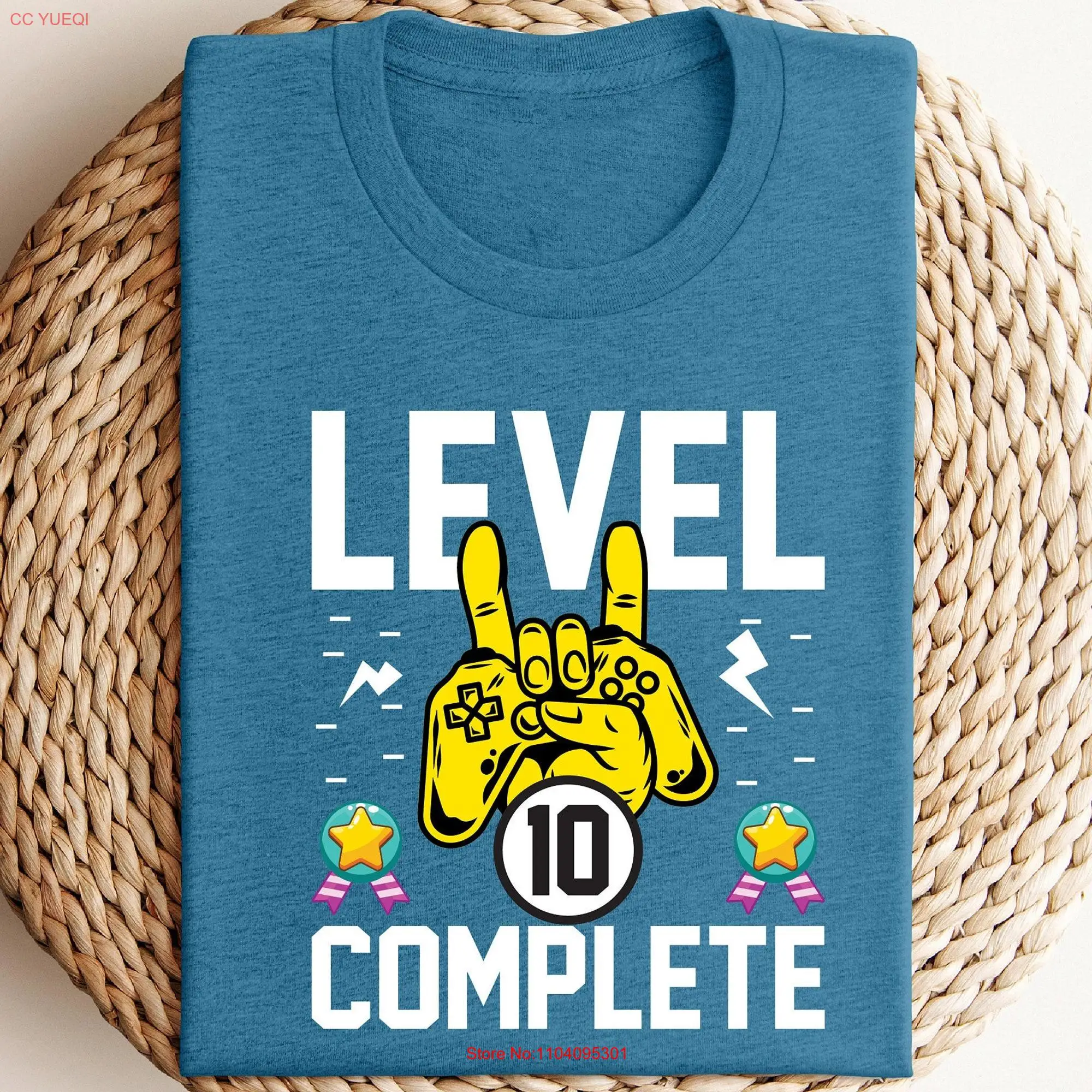 Level 10 Complete T Shirt 10th Anniversary Video Game Year Gamer Husband for him Birthday s long or short sleeves