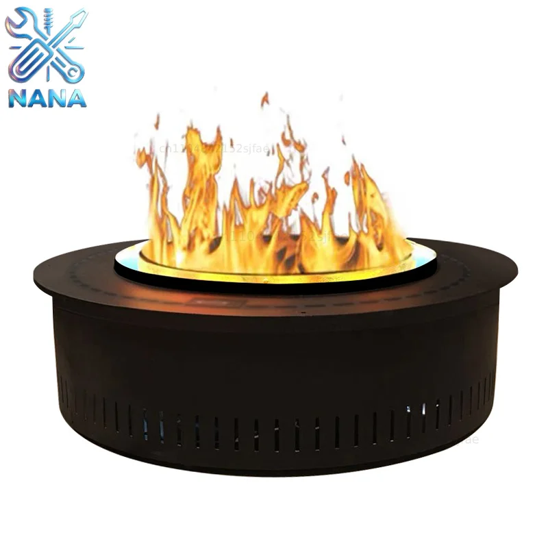 Round atomizing fireplace decoration outdoor waterproof simulation flame fireplace household coffee table embedded fireplace