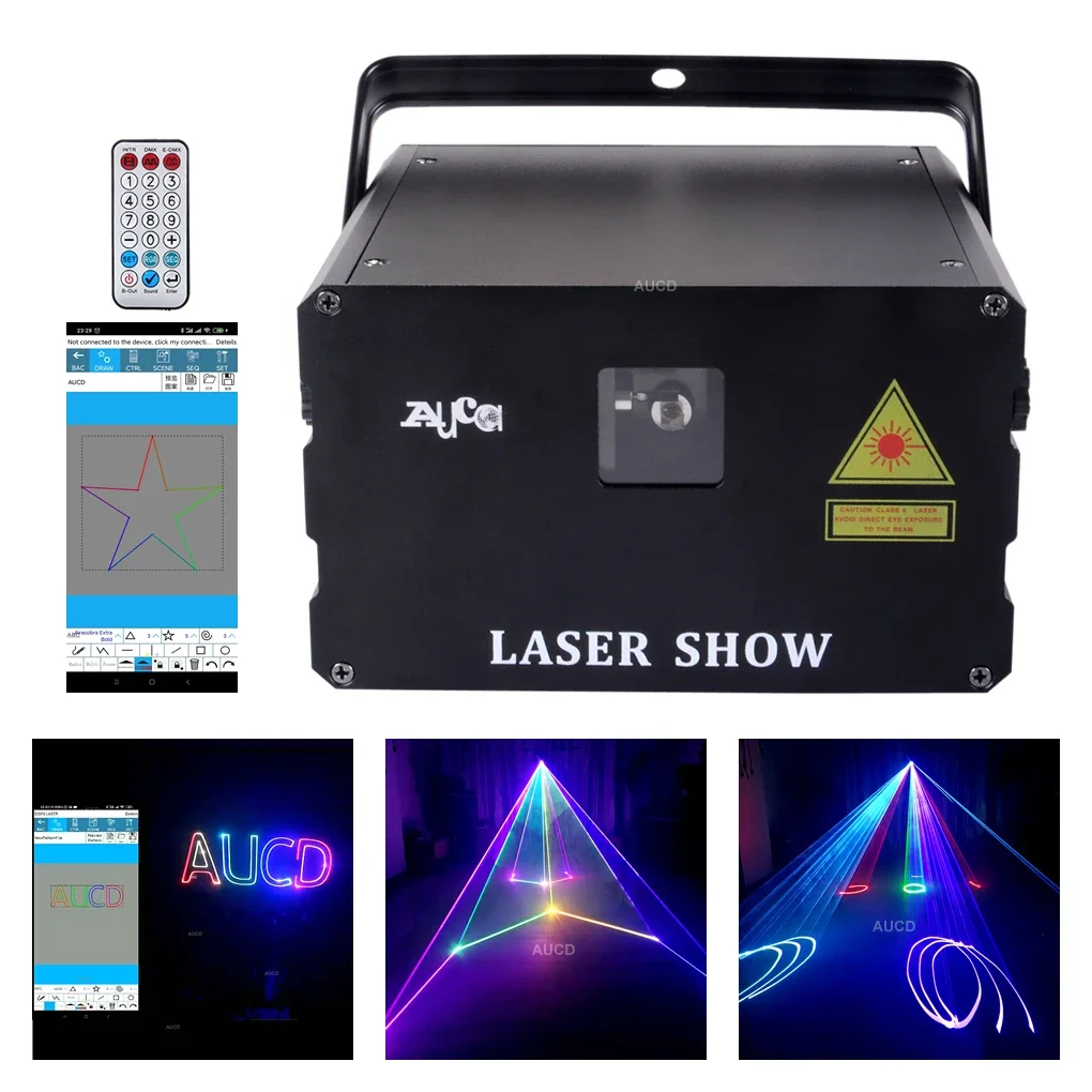 

3W 5W RGB Remote & Phone App Control Projector Laser Lights DMX Animation Moving Beam Wedding Disco DJ Party Show Stage Lighting