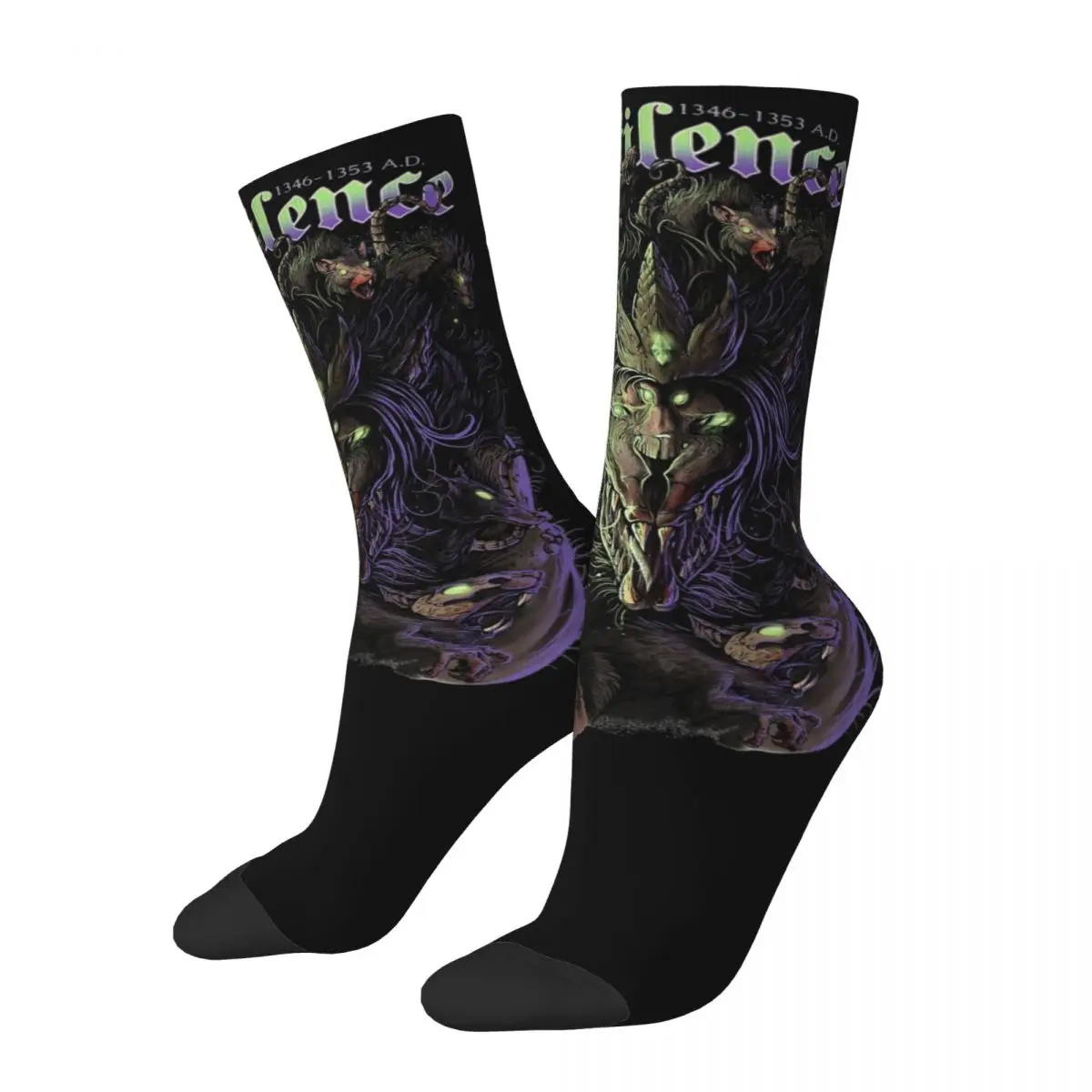 Pestilence King Rock Metal Band Design Socks Outfits for Men Cozy Dress Socks