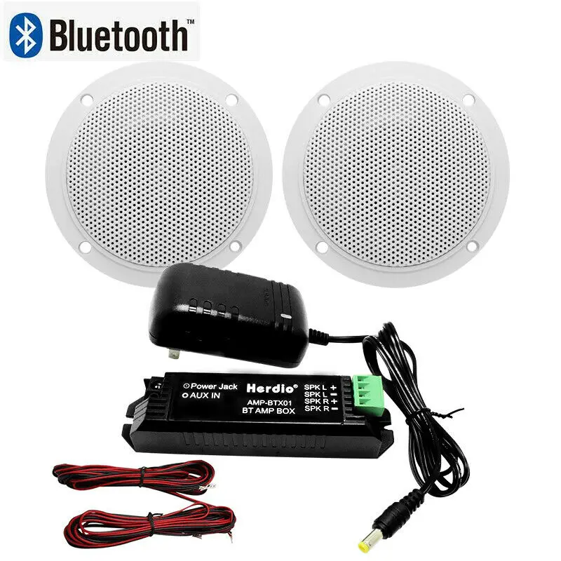 Herdio Waterproof Built In Digital Class Amplifier Bluetooth Compatible Ceiling Speaker 80W 4 Inch Active LoadSpeaker For Indoor