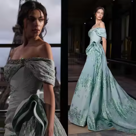 Graceful Prom Dress Party Cocktail Mermaid Evening Dress Off The Shoulder With Appliques Floor-Length Plus Size Customized