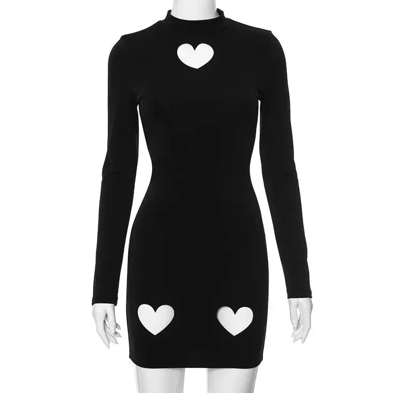 

2025 Women's Summer New Style Fashionable Sexy Temperament Love Hollow Design Sense Long Sleeve Women's Dress Ins