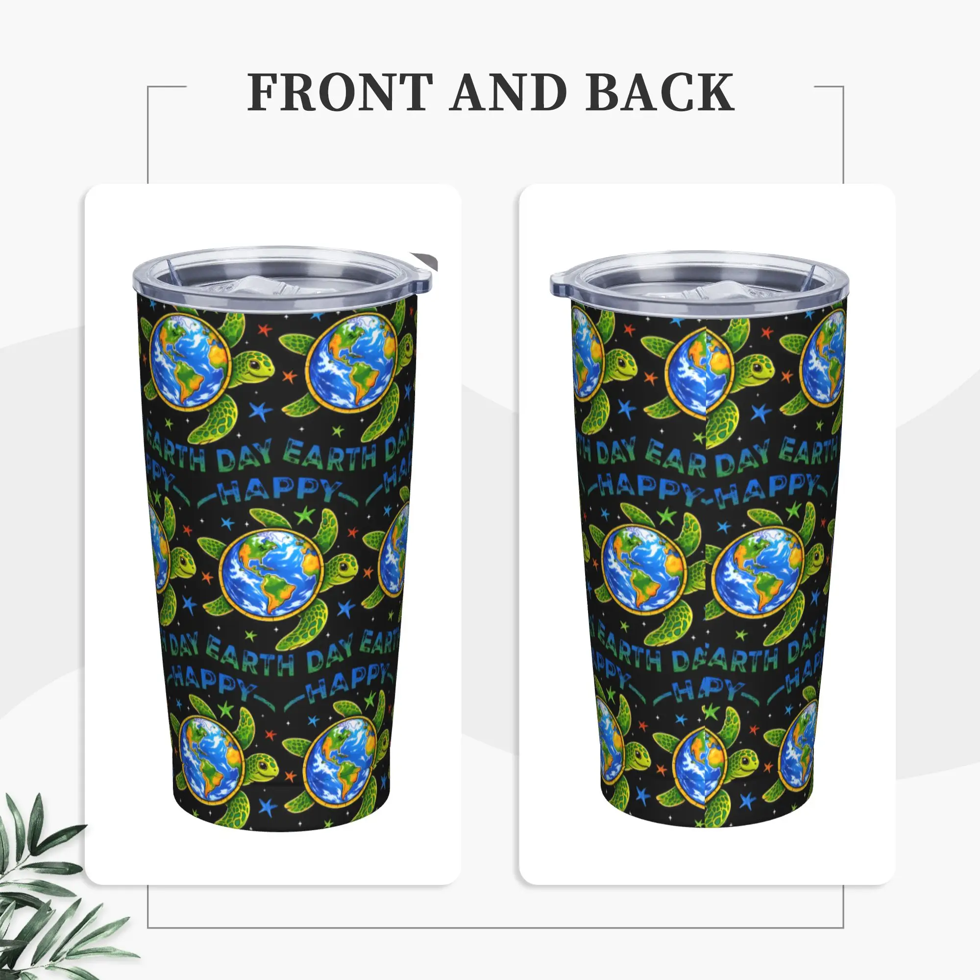 Earth Day 2026 Restore Earth Sea Turtle Save The Planet Insulated Tumbler with Straws Vacuum Coffee Mugs Car Bottle Cup, 20oz
