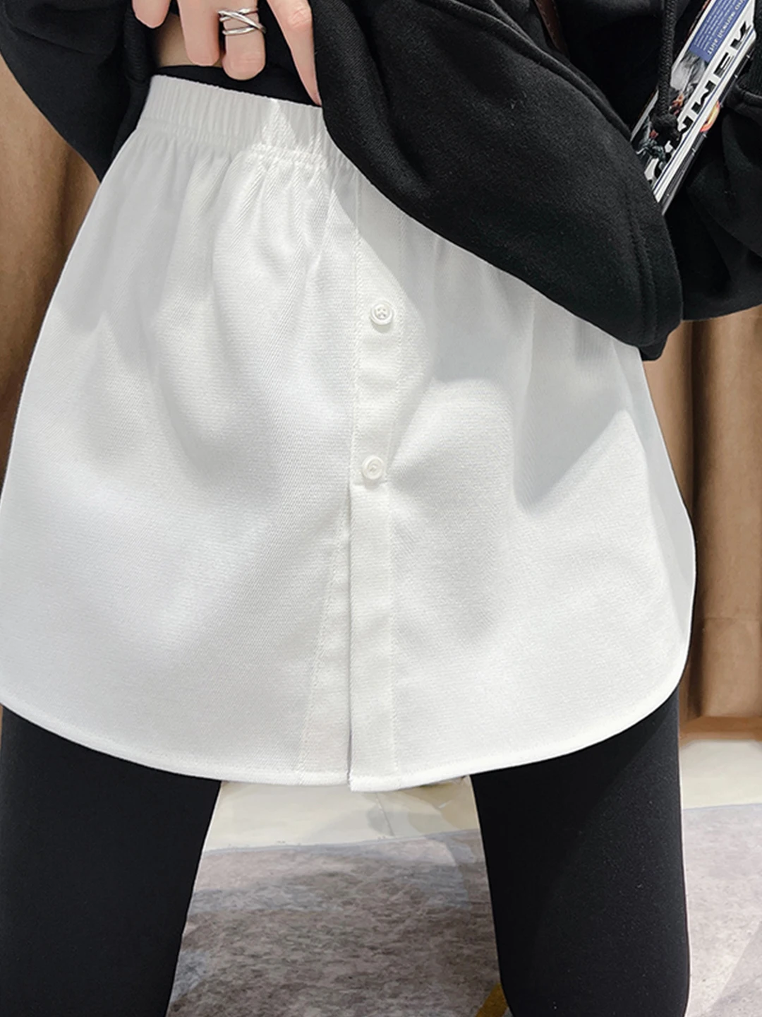 

Женская утепленная юбка-худи с высокой талией, А-силуэт, базовый слой, брюки-«акулы», накидка, осенне-зимняя мода для повседневной носки