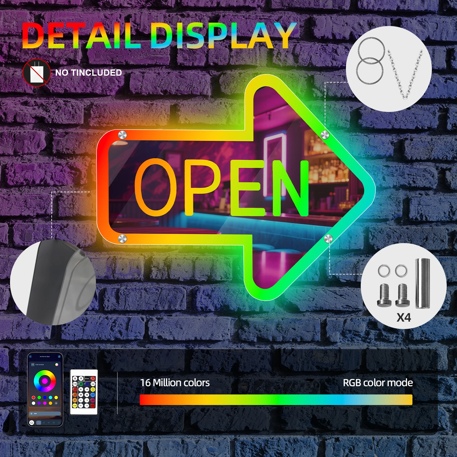 

Зеркальная открытая неоновая вывеска Come In We Are Open Световая вывеска RGB Светодиодная подсветка для делового декора Окно Дверь Бар Магазин Кофейный салон Магазин