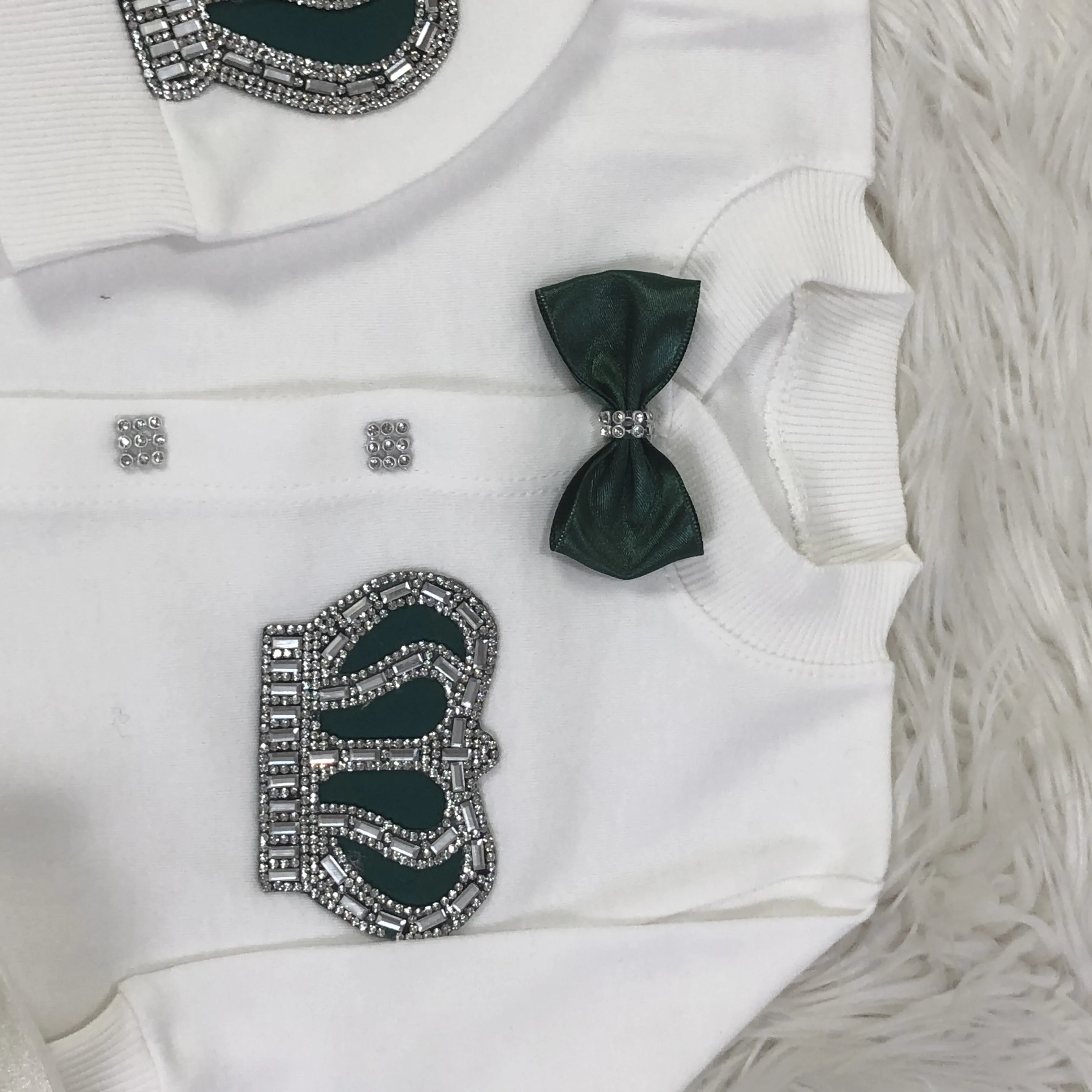 Dollbling Emerald Gold Crystal Luxury Baby Bling Romper Set My 1st  Photography 4pcs Romper Hat Mittens Shoes Set