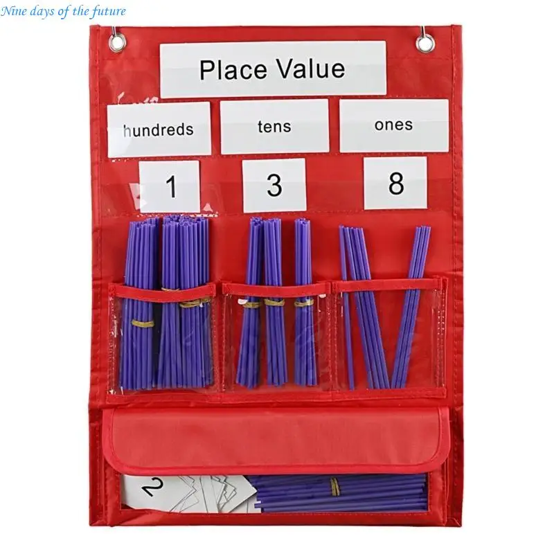 Plaats waarde waarde pocket Pocket Chart met rietjes Math Onderwijshulpmiddelen E65A