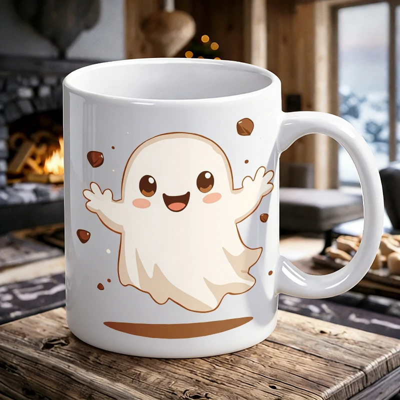 

1PCS Cute Ghost Ceramic Mug, Coffee Cup, Milk Cup, Office Tea Cup, Drinking Cup, Fade-Resistant, Gift for Friends