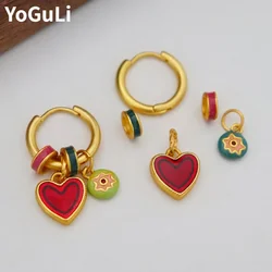 Fashion Jewelry Several Wearing Methos Multiple colors Enamle Heart Dangle Earrings For Women Female Gifts 2024 Trend New