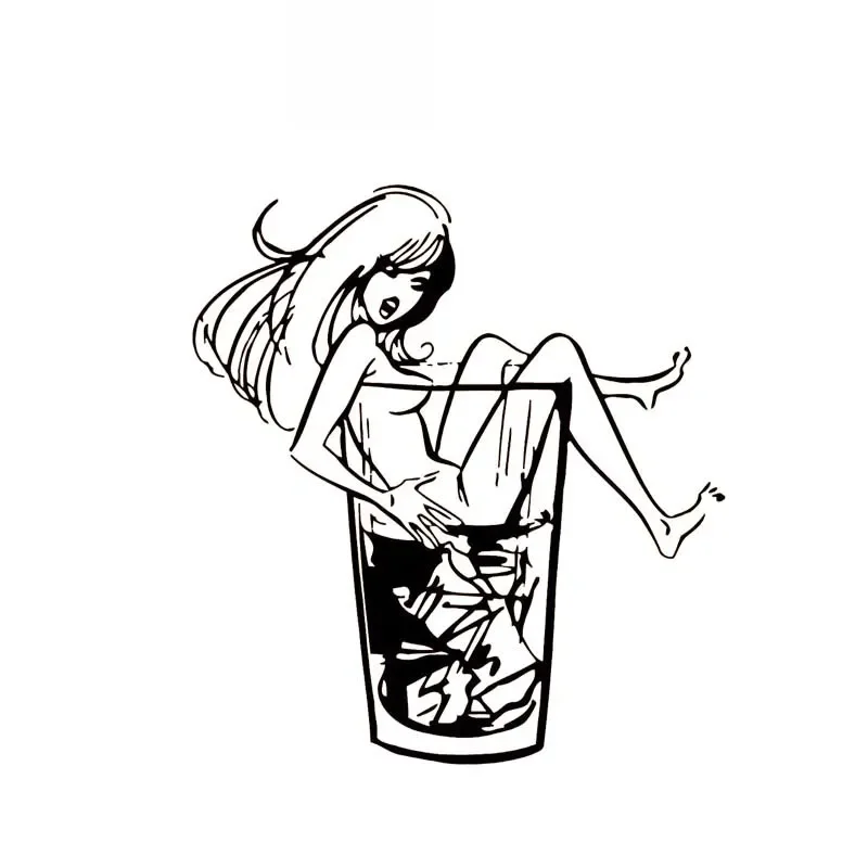 

The Car Sticker Has An Ice Summer Nude Girl Fashion Style Car Decoration PVC Sticker Waterproof Black/white, 14cm*13cm