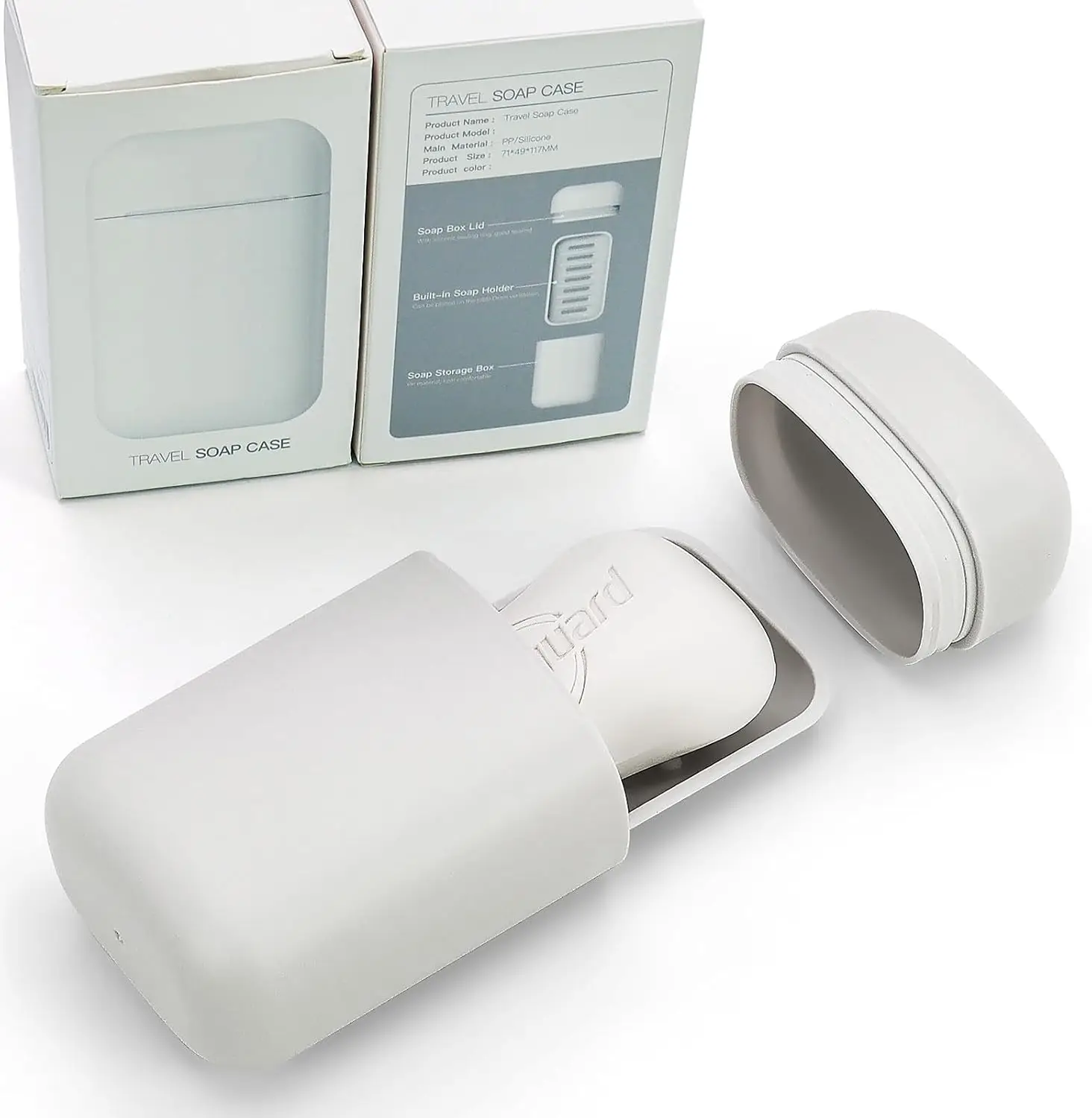 

Leakproof Travel Soap Case with Drain Tray, Portable Shatterproof Soap Holder for Camping Gym Outdoor