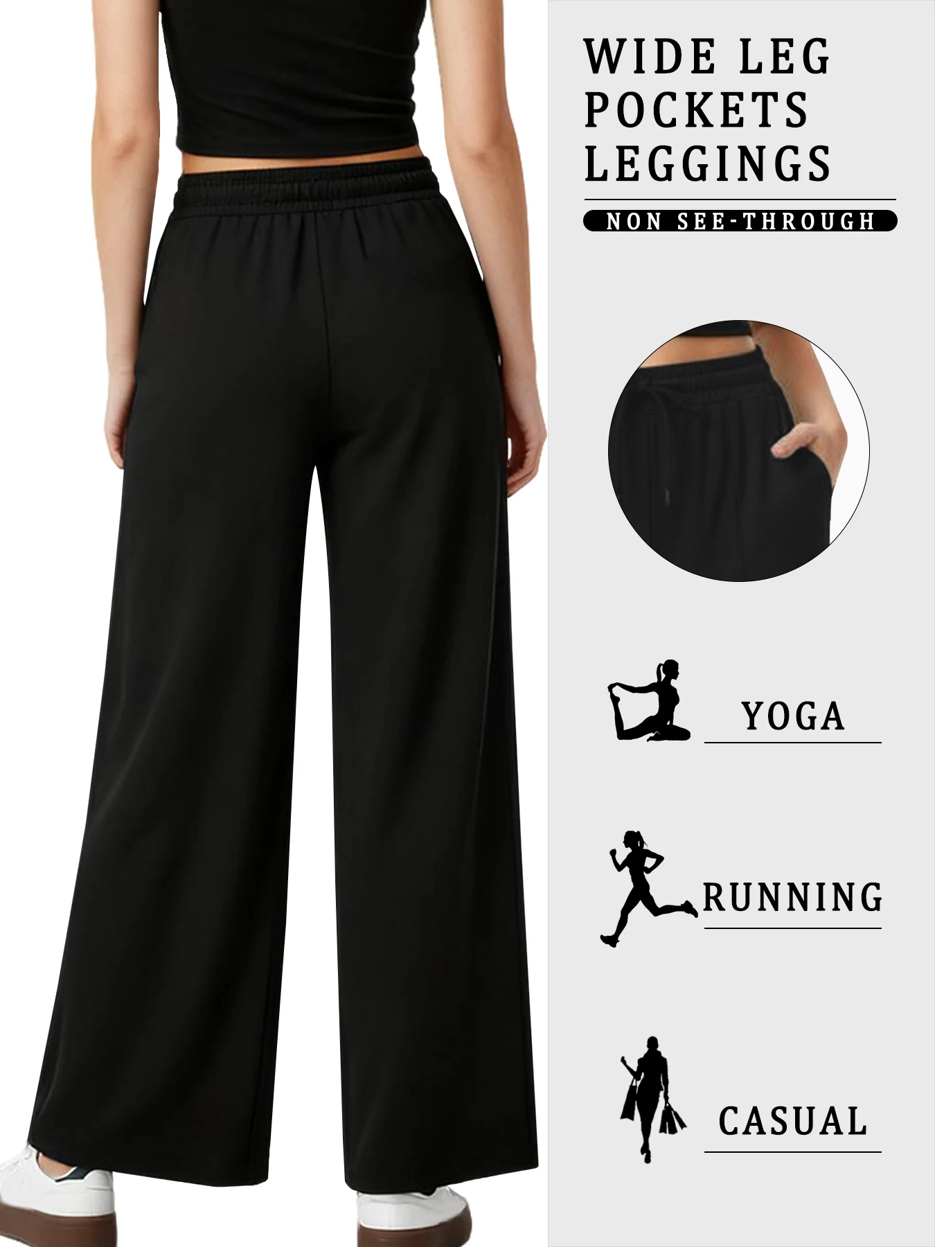 여성용 와이드 레그 스웨트팬츠 포켓 포함 루즈핏 운동용 스웨트팬츠