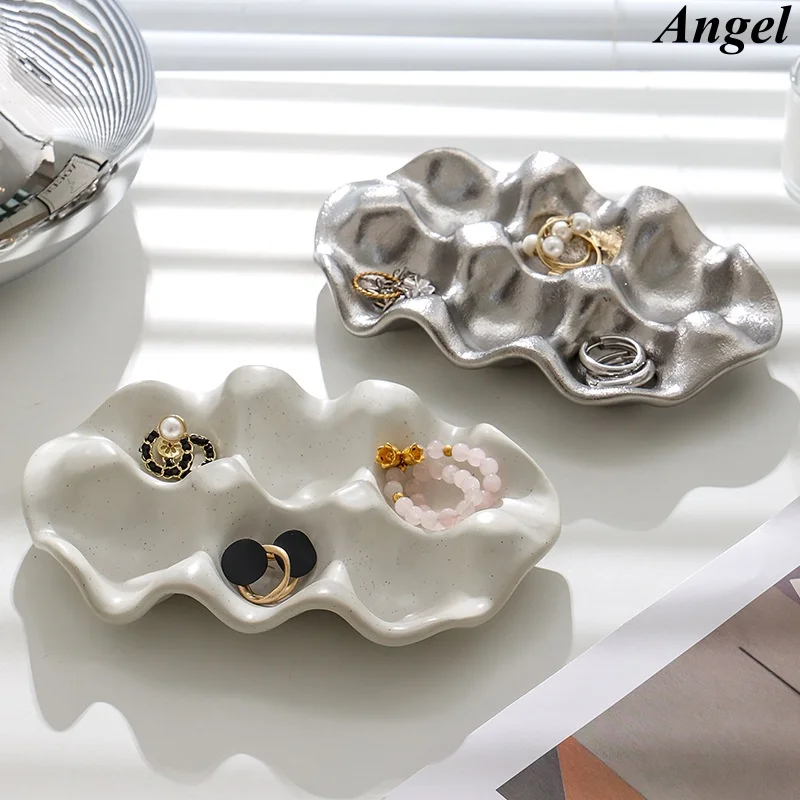 

Легкий роскошный керамический лоток для яиц с 6 сетками, декоративная тарелка для хранения ювелирных изделий в скандинавском стиле, противоударная стойка для хранения яиц, кольцо