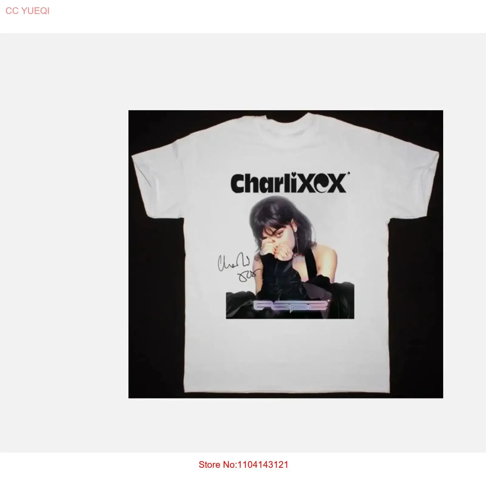 Charli XCX Pop 2 Signature  White All Size T Shirt BL1494 vintage Washed Stretched Casual Breathable streetwear graphic