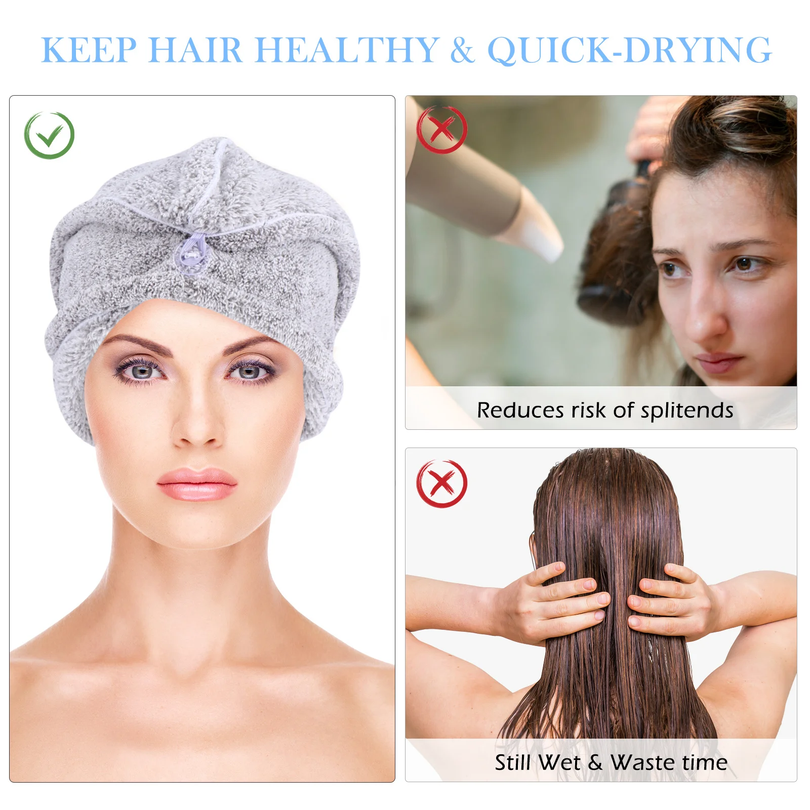 

2Pcs Hair Dry Caps Coral Fleece Quick Drying Head Towels Fast Absorbent Shower Caps Hair Wraps Drying Head Towel