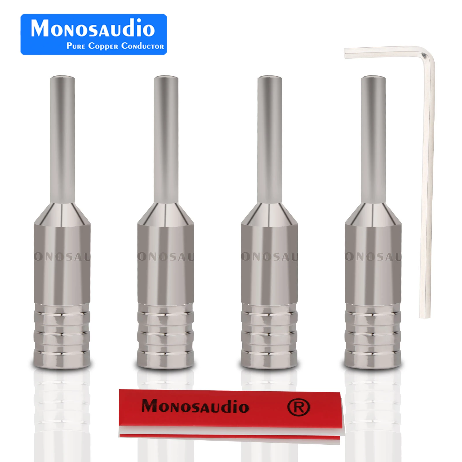 Monosaudio-Pure Cobre Ródio Banhado Banana Plug, Hi-end Conector Adaptador de Grau, Terminal Jack, B80, mais vendidos, 4pcs