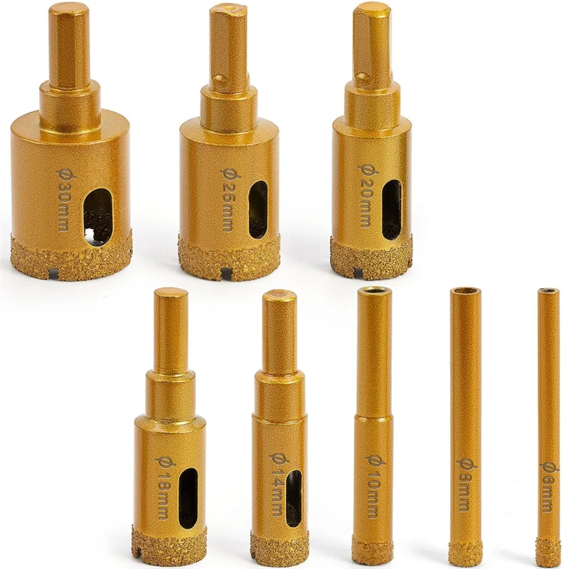 COFA-Kit de sierra perforadora de diamante Juego de brocas de núcleo de azulejos Juego de brocas de núcleo de azulejos para soldadura en seco/húmedo (6-30 mm) 8 piezas
