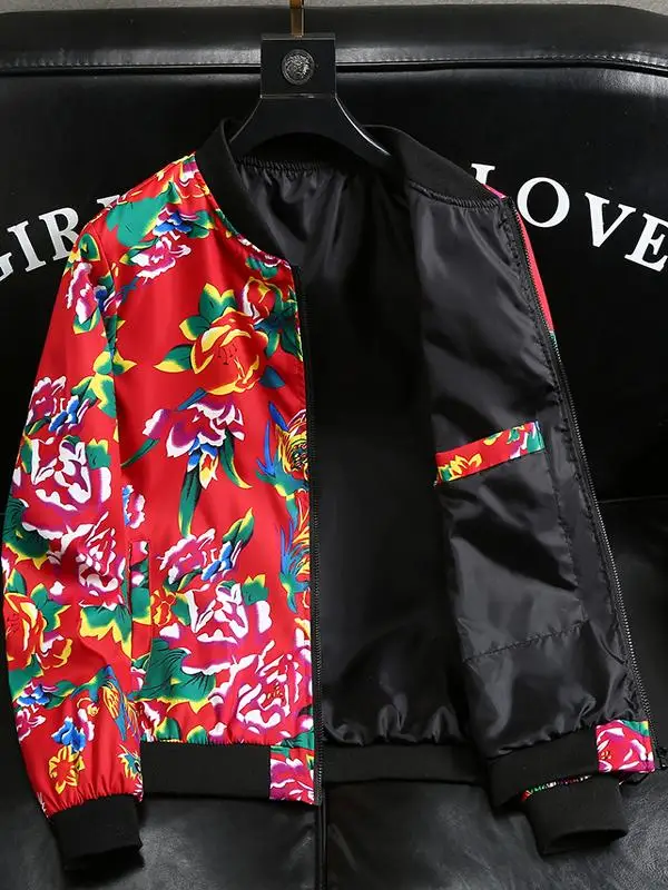Spring 2025 Northeast Big Flower Jacket Men's Women's Performance Clothes Celebratory Peony Pattern Polyester Fiber Jacket