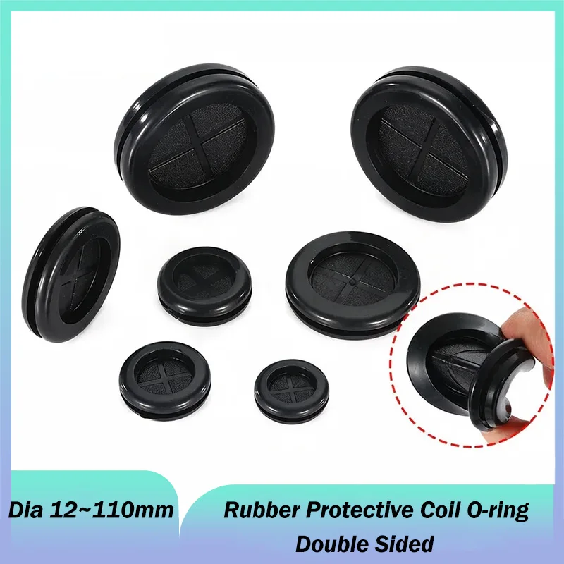 Black Round Double Sided Rubber Grommets Hole Diameter 12~110mm Protective Coil Hole Plug Seal Ring For Protection Wire Cable