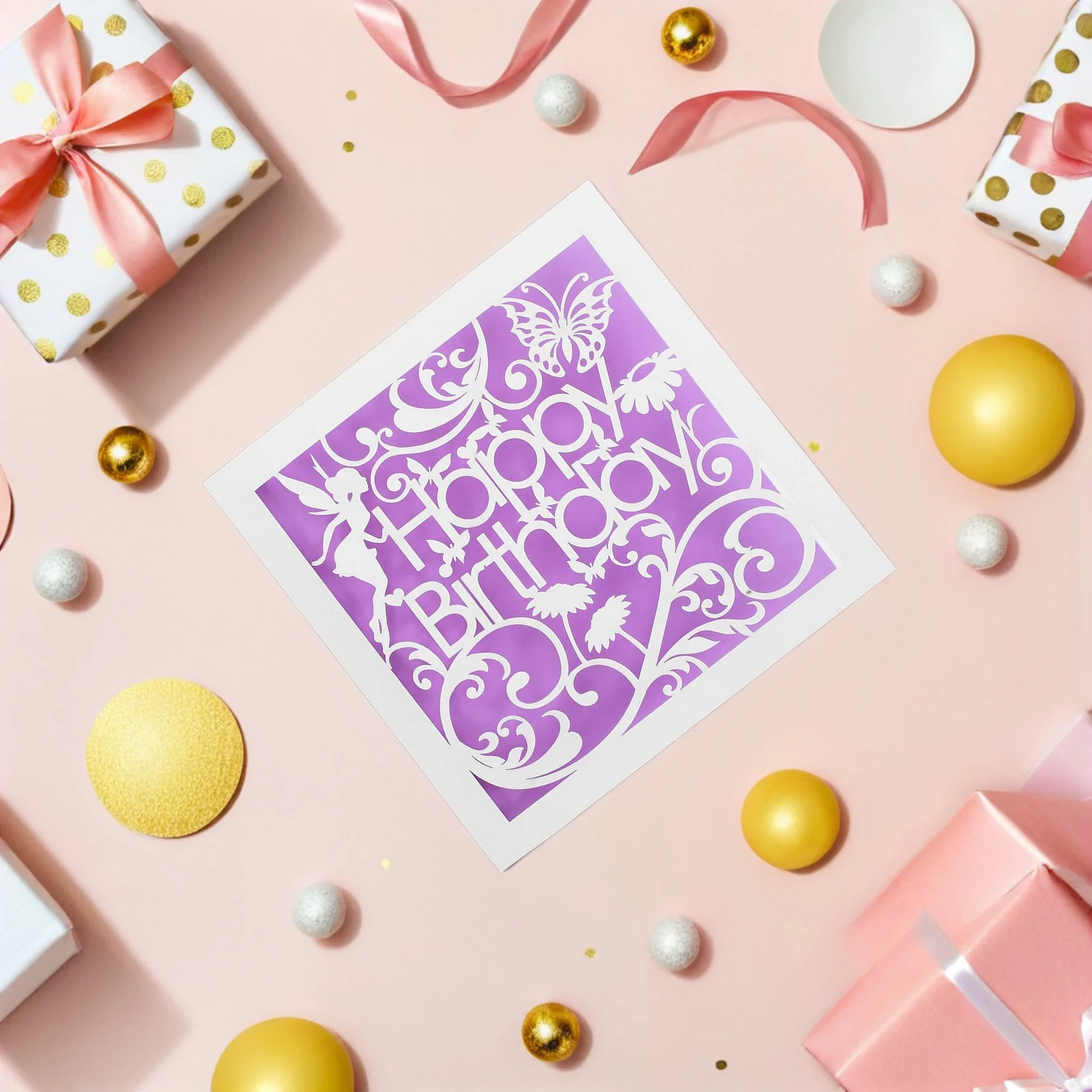 

10Pcs Birthday Hollow Cutout Cards Elegant Butterfly Floral Design Romantic Party Celebration Invitations for Women