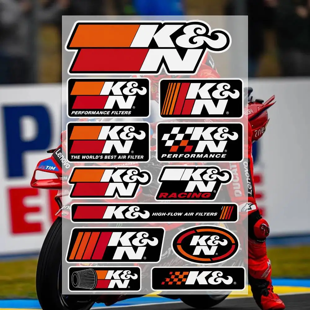 K&N  Decal Set High Quality Printed and Cut Stickers Motorcycle Sticker