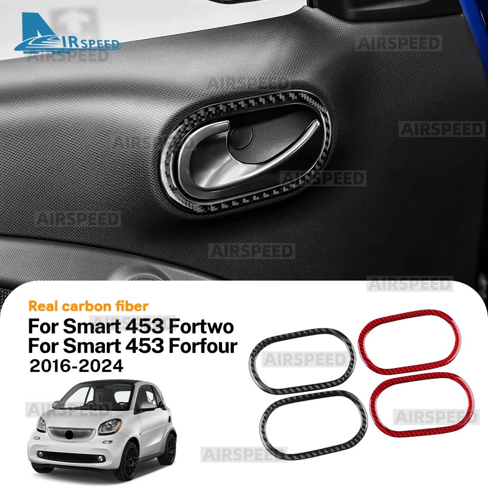 Echte weiche Kohlefaser-Aufkleber für Mercedes Benz Smart 453 Fortwo/Forfour 2016 2017 2018 2019 2020–2024, Autotürgriffrahmen