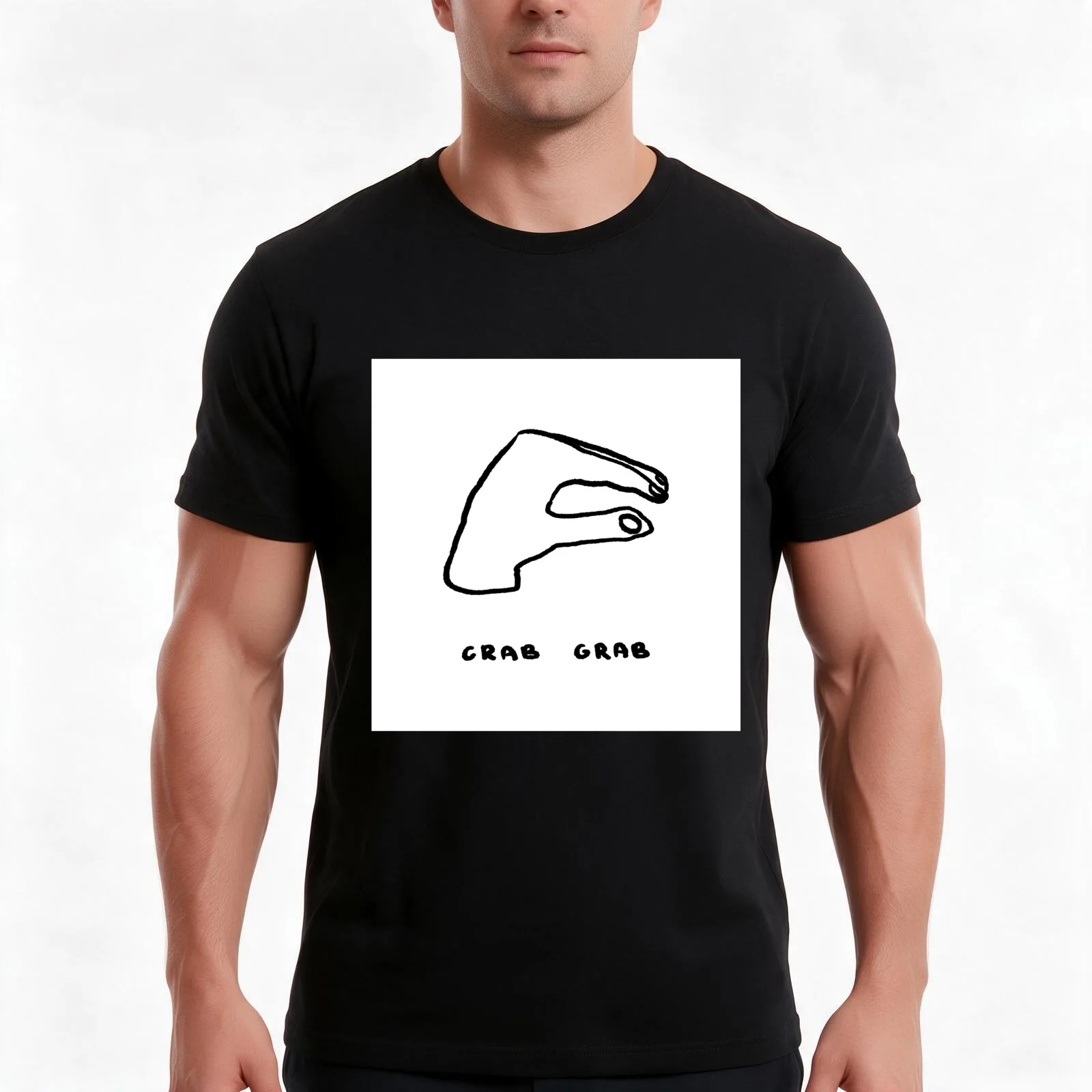 Crab Grab T-Shirt, Summer Casual Cotton Tee, Oversized Streetwear Tops, Vintage Graphic Print, Loose Fit Short Sleeve