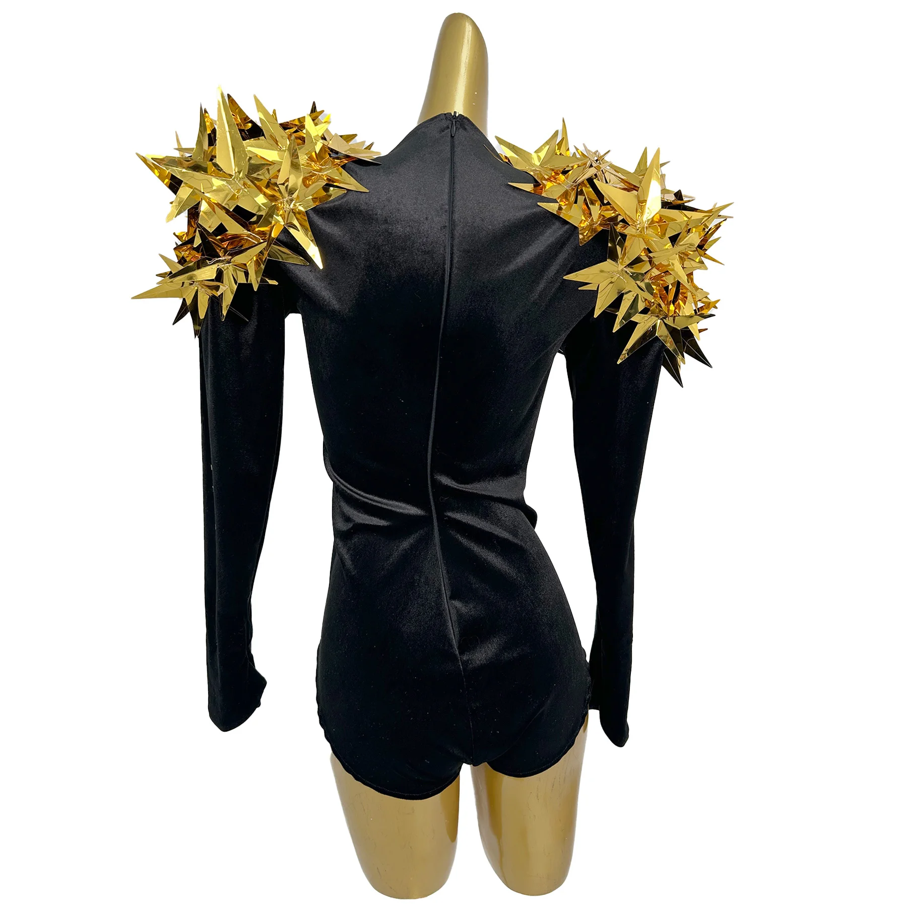 Litixingxing تصميم تحسس المرأة بذلة الذهب ثلاثية الأبعاد ستار مثير منظور شبكة الخامس الرقبة ضيق السراويل بار الملابس عيد ميلاد فستان حفلة موسيقية