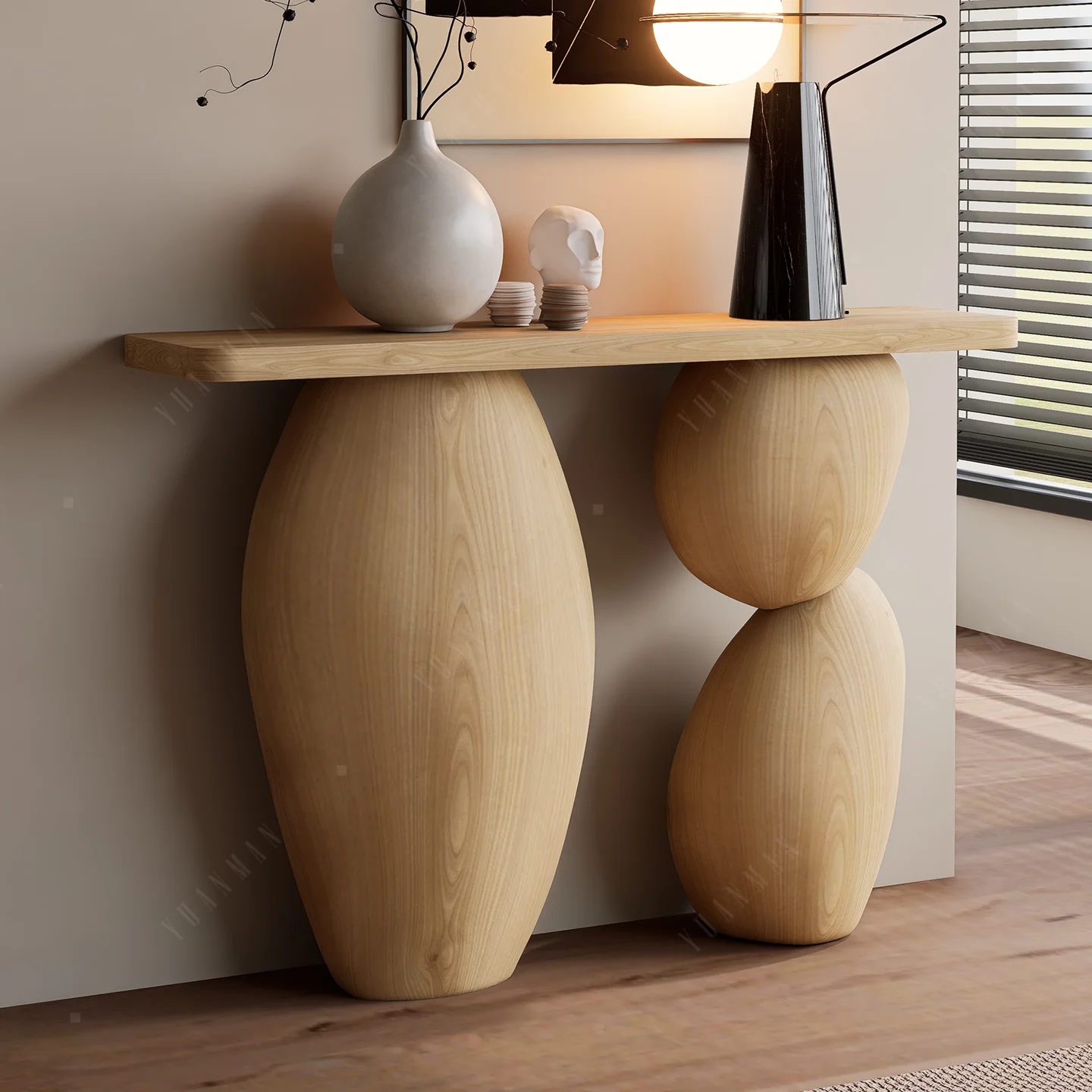 Art Pebble Console Table Wabi-**** New Chinese Modern Luxury Living Room Corridor Foyer Entrance Hotel