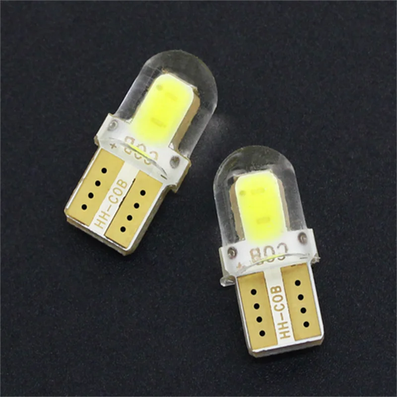 5/10/50/200 قطعة الأبيض لوحة ترخيص مُضاء لمبات كهربائية W5W T10 COB 4SMD السيارات وقوف السيارات التخليص مصباح Canbus السيليكا مشرق إسفين #2