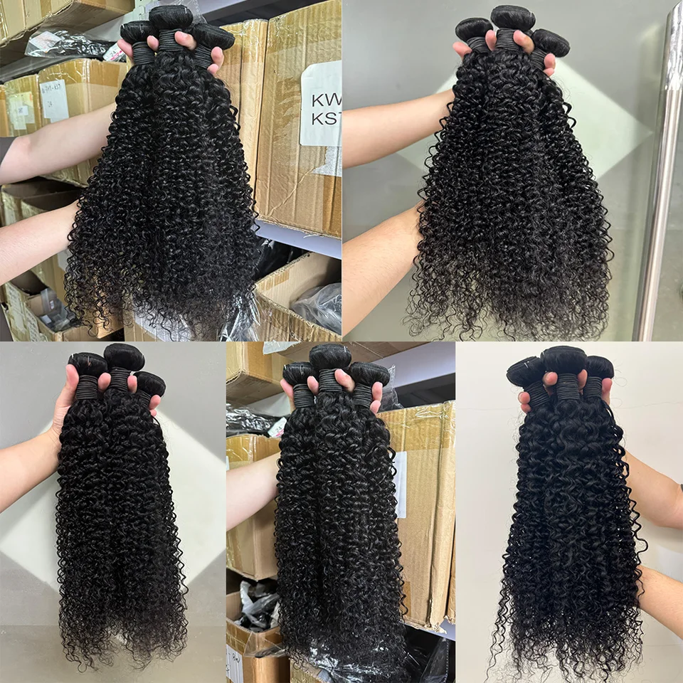 Trenzas Kinky Curly 12A 1/3/4 Piezas Jerry Curly Cabello Humano 22 Pulgadas Burmese Curly Entrega 3-5 Días, 100% Cabello Virgen, Sin Procesar, Suave y Con Brillo, Textura Natural, Teñible y Decolorable, Reutilizable Extensiones Gruesas 5