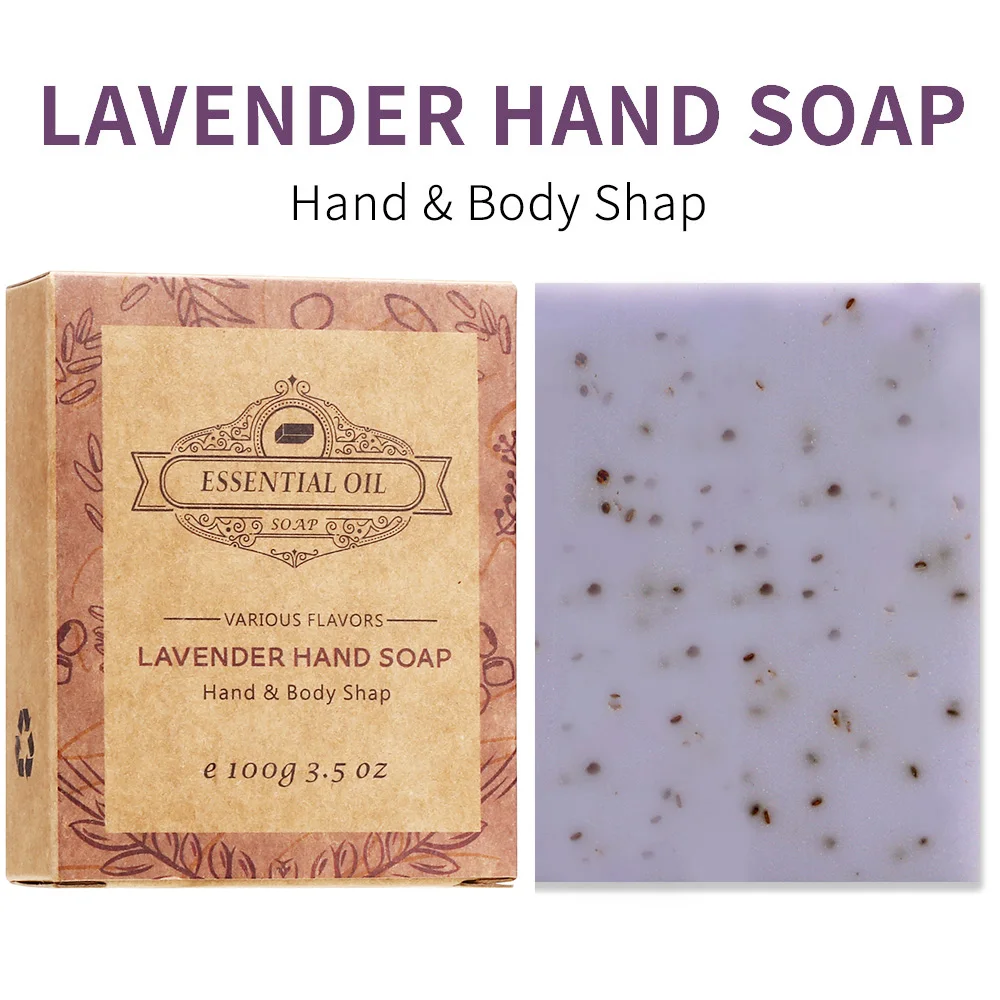 4 Pack Of Lavender Frosted Soap - 4, Coconut, Tea Tree Essential Oil - Kraft Paper Box For Gifts And Luxurious Travel Experience