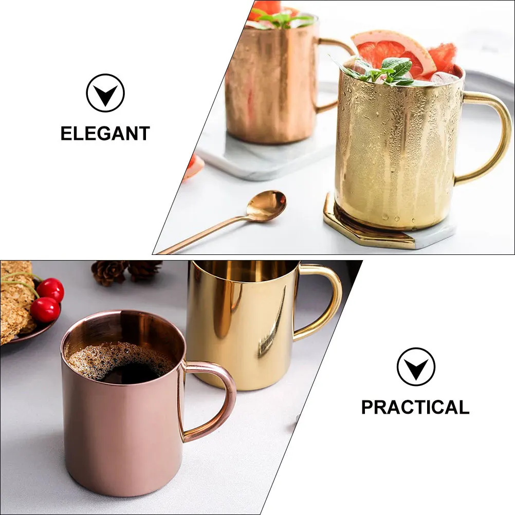 2 قطعة الفولاذ المقاوم للصدأ مزدوجة الجدار المعادن القهوة القدح مجموعة الشاي كوب ماء مقبض التخييم السفر القدح دائم العملي #4