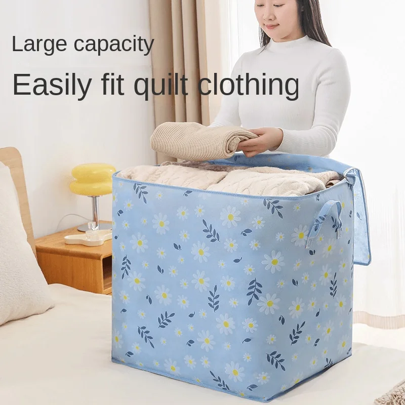 

Large Capacity Quilt Clothes Storage Bag Soild Moisture-proof Closet Wardrobe Organizer Duven Blanket Clothing Storage Box