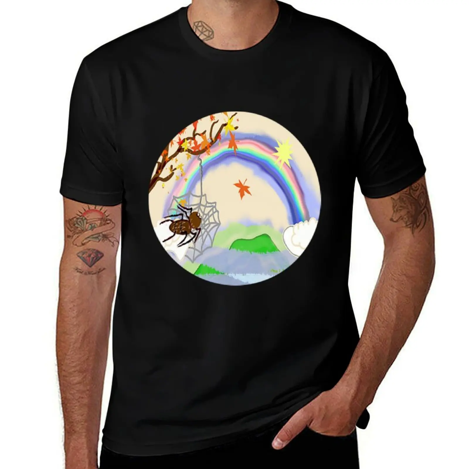 

Spider and the rainbow T-Shirt clothes football t shirt gifts for boyfriend Men's t shirts
