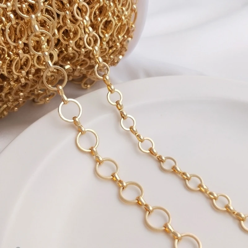 6-8MM Plated 14K True Gold Filled Color Retention Copper O Shape Necklace Chain DIY Jewelry Making Accessories Findings