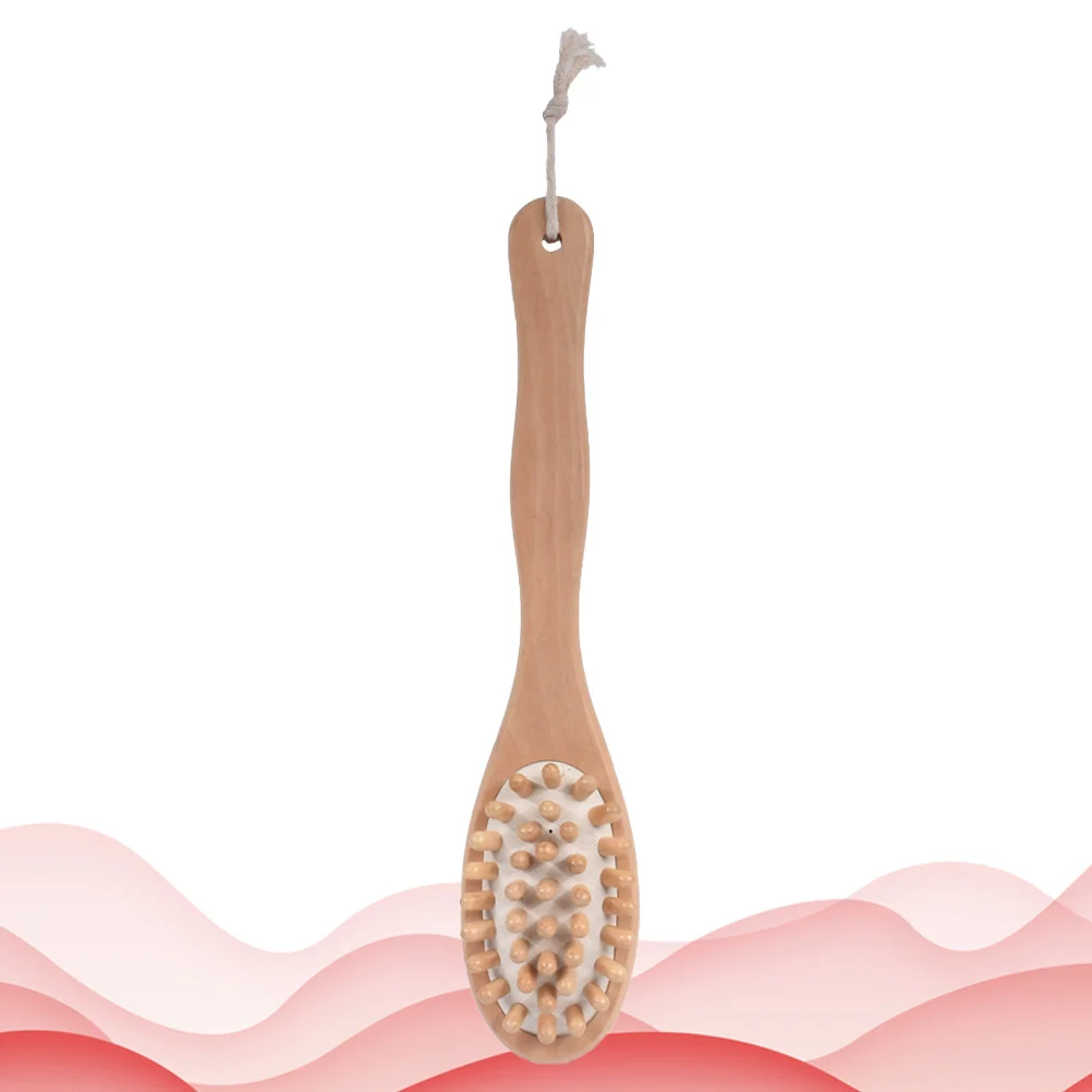 

1pc Double-Sided Massage Bath Brush Wood Handle Bristle Shower Cleaning Tool For Back Scrub Bathroom Accessories