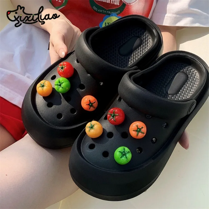 8 pçs 3d tomate crianças buraco sapato encantos acessórios bonito designer sapato moda diy meninas chinelos decorações crianças presentes