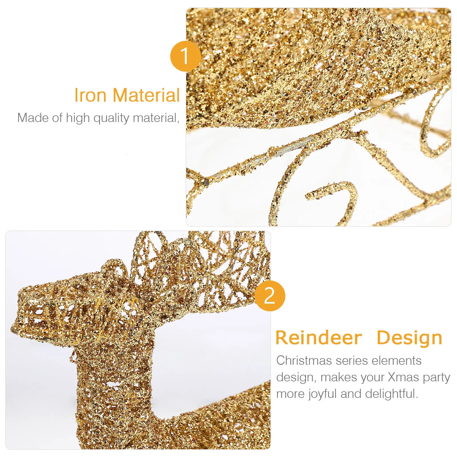 

1 Set Christmas Reindeer Sleigh Ornament Desktop Decor For Holiday Party Festival Xmas Decoration Reindeer Sleigh Set Desktop