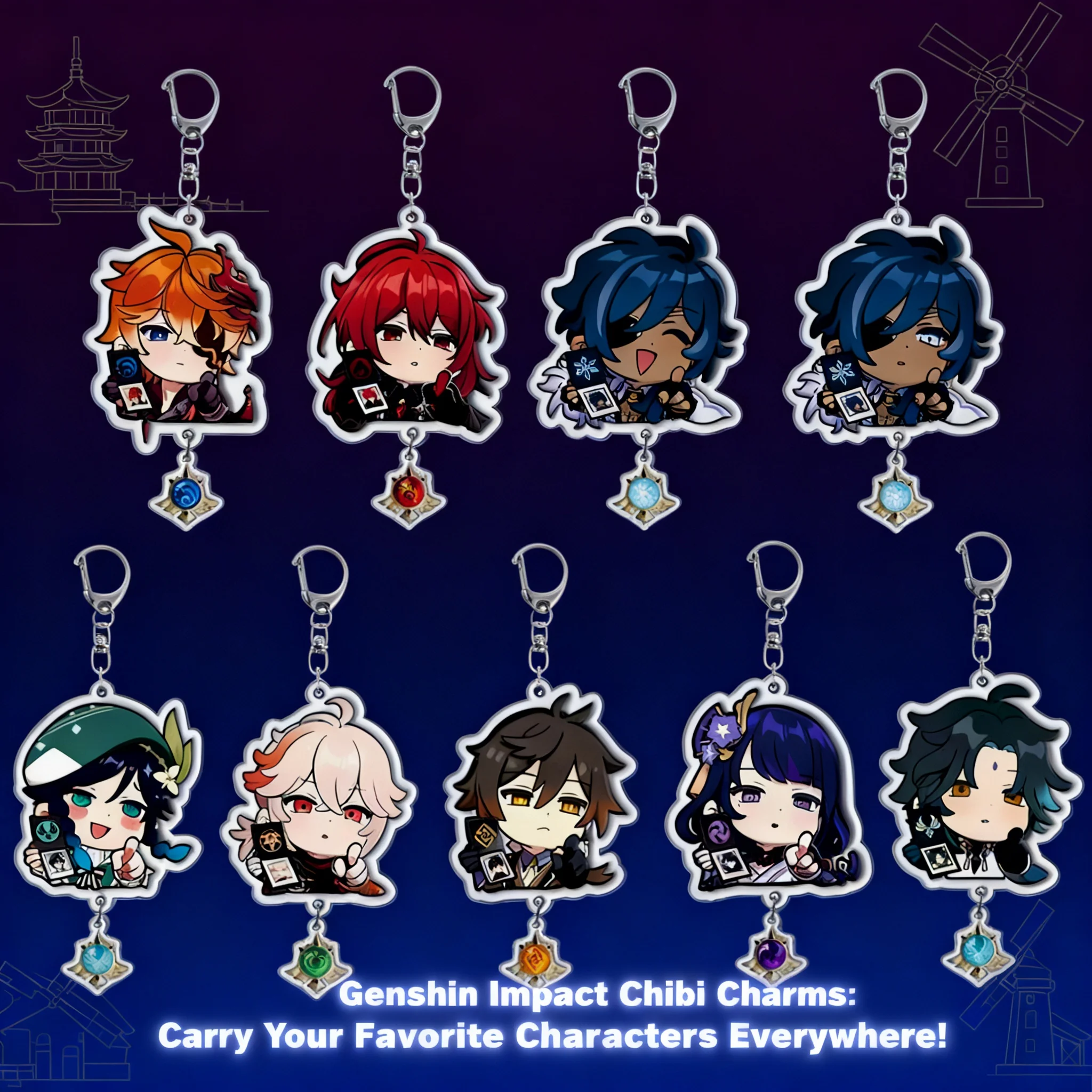 

Genshin Impact Traveler Wanderer Klee Scaramouche Acrylic Keychain Pendant Game Accessory Anime Cosplay Gift
