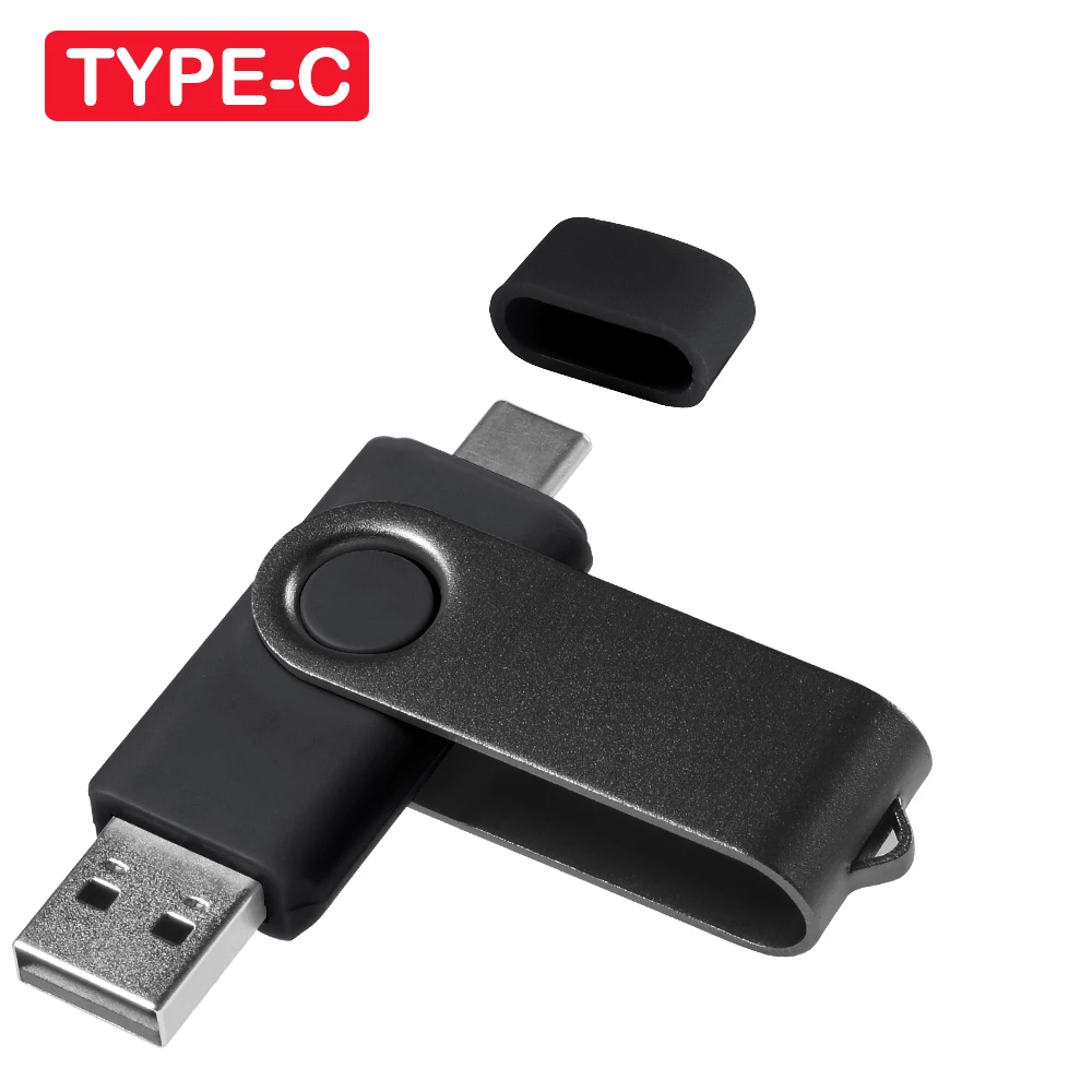 128GB TYPE-C 2-in-1 2.0 USB-Stick Drehbarer Pen Drive Schwarz Speicherstick 64GB 32GB Rot Metall U-Disk Geschäftsgeschenk – Detail 8