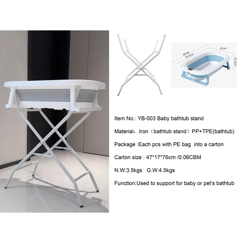 Pet Dog Foldable Iron Reinforced Portable Grooming Bath Tub with PP TPE Cloth for Bathroom Use