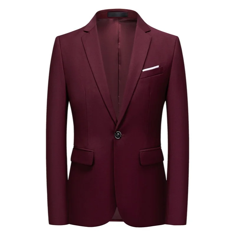 X096 New Men's Business Casual Suit Jacket Men's Solid Color One Button Suit